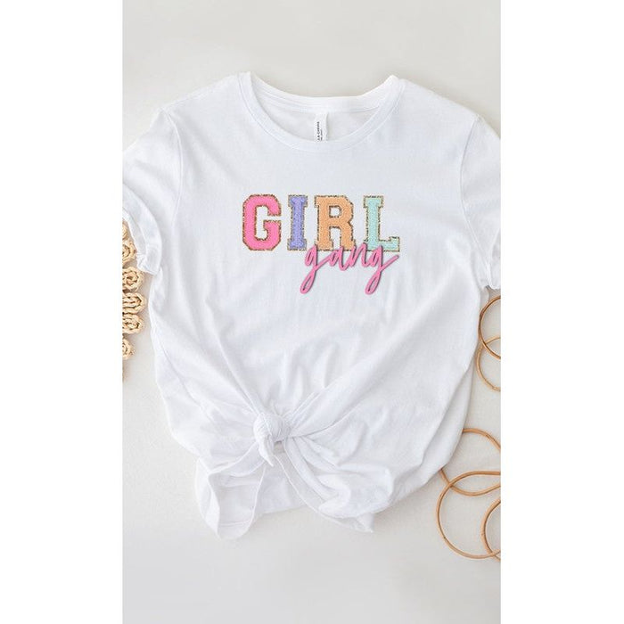 Girl Gang Faux Chenille Letters Graphic Tee