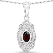 Bids.com 0.63 Carat Genuine Garnet and White Topaz .925 Sterling Silver Pendant Pendants