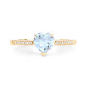 Bids.com 0.65 Carat Genuine Aquamarine and White Diamond 14K Yellow Gold Ring Rings