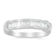 Bids.com .925 Sterling Silver 1/2 Cttw Baguette Cut Diamond Channel Set X-Station Wedding Ring (H-I Color, I1-I2 Clarity) - Size 6-1/2 Rings