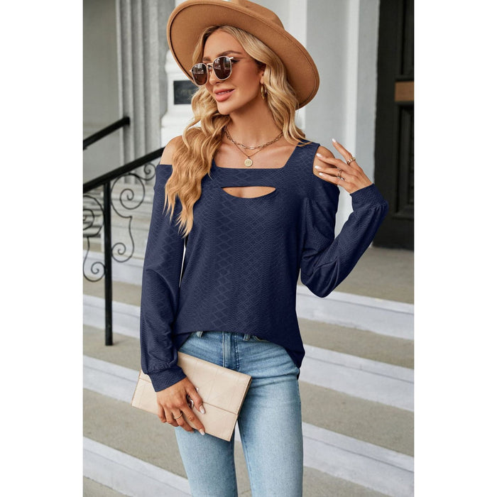 Cold Shoulder Square Neck Cutout Blouse