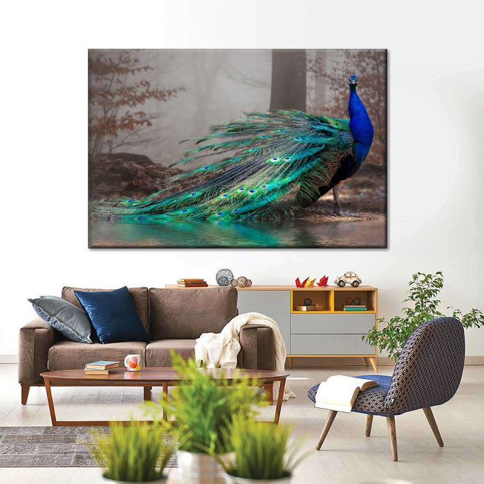 Elegant Blue Peacock Wall Art