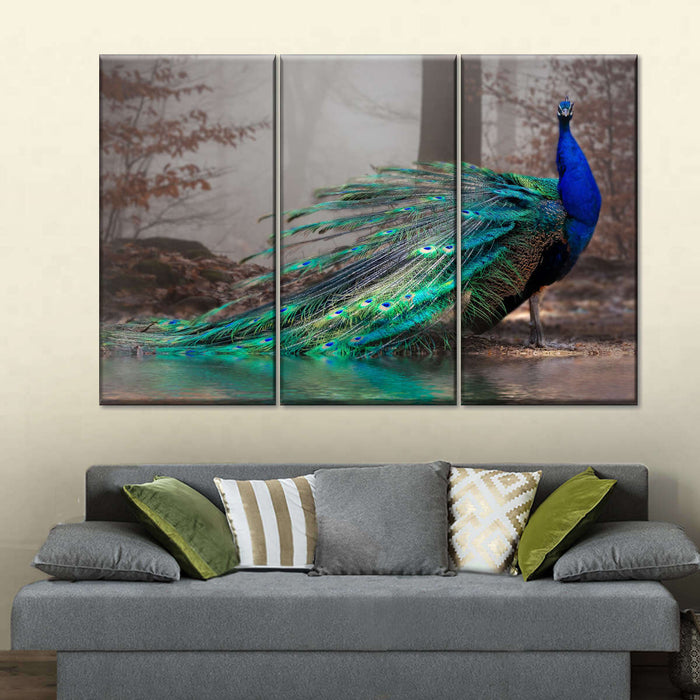 Elegant Blue Peacock Wall Art