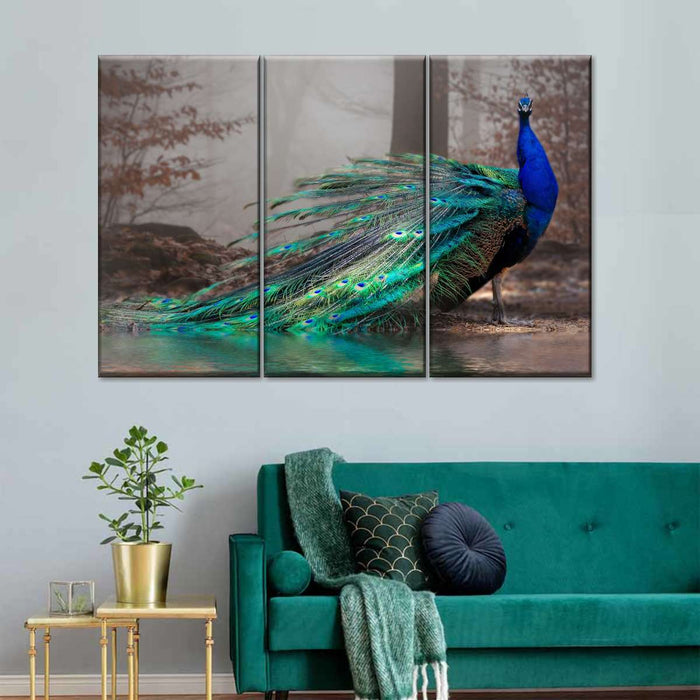 Elegant Blue Peacock Wall Art