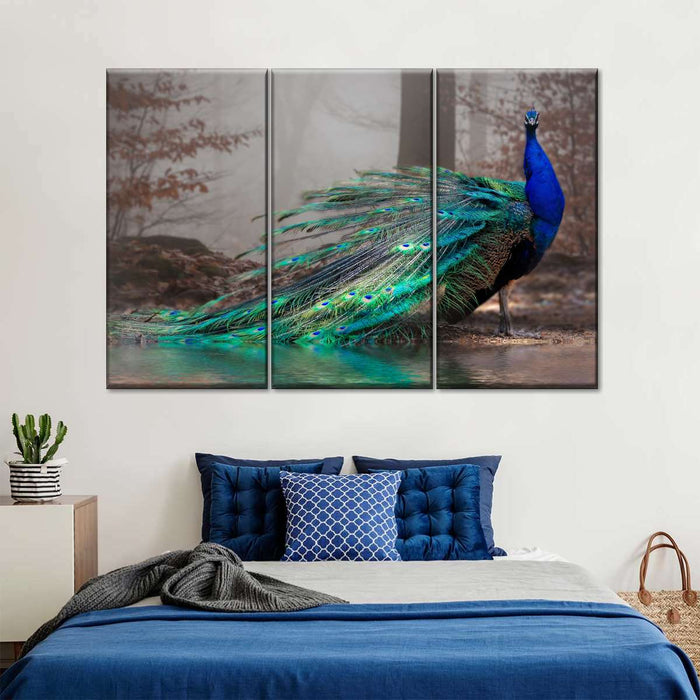 Elegant Blue Peacock Wall Art