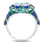 Bids.com 3.25 Carat Genuine Swiss Blue Topaz .925 Sterling Silver Ring Rings