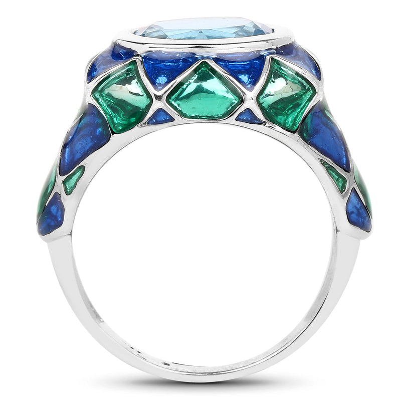 Bids.com 3.25 Carat Genuine Swiss Blue Topaz .925 Sterling Silver Ring Rings