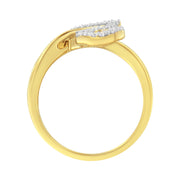 Bids.com 10K Yellow Gold 3/8 Cttw Round and Baguette-Cut Diamond Leaf Cocktail Ring - Size 7 (I-J Color, I1-I2 Clarity) Rings