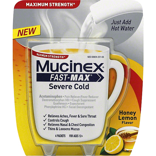 Mucinex Mucinex Fast-Max Severe Cold, Maximum Strength, Packets, Honey Lemon Flavor Health & Beauty Light Gray