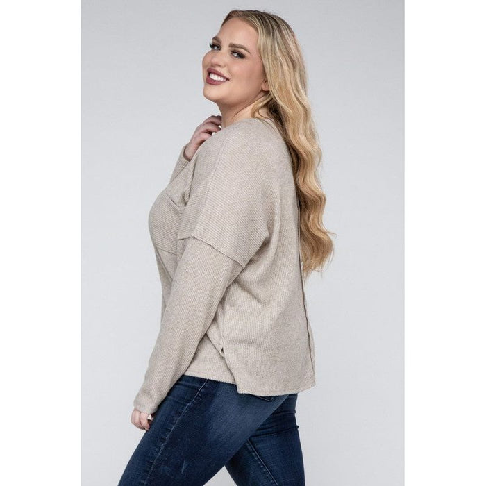 Plus Ribbed Brushed Melange Hacci Sweater