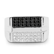 Bids.com 0.64 Carat Genuine Black Diamond and White Diamond .925 Sterling Silver Ring Rings