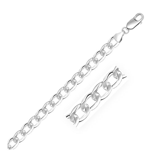 Bids.com Rhodium Plated 7.9mm Sterling Silver Curb Style Bracelet Bracelets