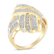 Bids.com 10K Yellow Gold Diamond Bypass Cocktail Ring (1 1/5 Cttw, I-J Color, I2-I3 Clarity) - Size 8 Rings