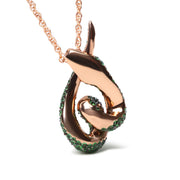 Bids.com 18K Rose Gold Round Green Tsavorite Gemstone Cluster Spiral Snake Design 18" Pendant Necklace (AAA+ Quality) Necklaces