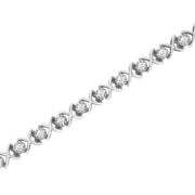 Bids.com .925 Sterling Silver 1 cttw Brilliant Round-Cut Diamond "X" Link Bracelet (I-J Clarity, I2-I3 Color) - Size 7" Bracelets