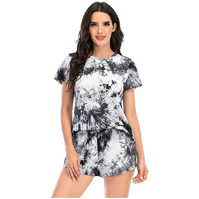 Tie-Dye Round Neck Short Sleeve Top and Shorts Lounge Set