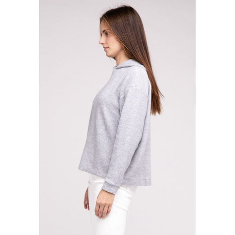 Hooded Brushed Melange Hacci Sweater