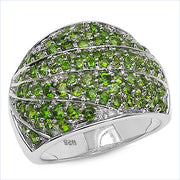 Bids.com 3.16 Carat Genuine Chrome Diopside .925 Sterling Silver Ring Rings