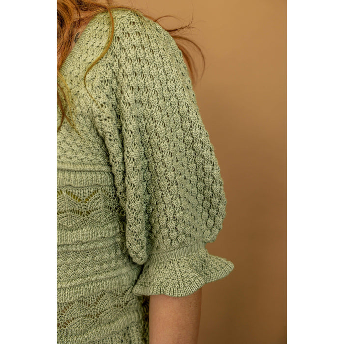 Chelsey Eyelet Knit Top in Sage