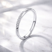 Bids.com 925 Sterling Silver Pavé Set CZ Platinum Plated Ring Size 6 for Women Rings