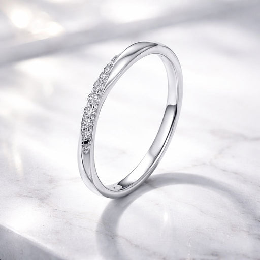 Bids.com 925 Sterling Silver Pavé Set CZ Platinum Plated Ring Size 6 for Women Rings