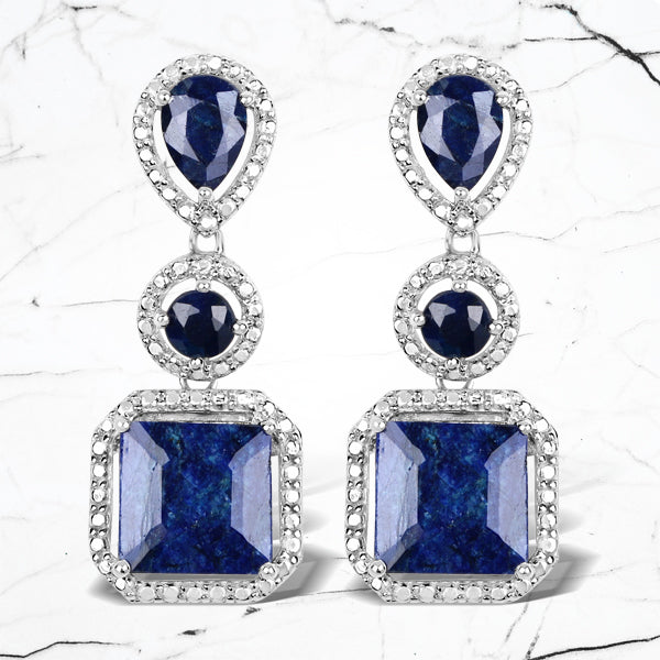 Bids.com 11.62 Carat Dyed Sapphire .925 Sterling Silver Earrings Earrings