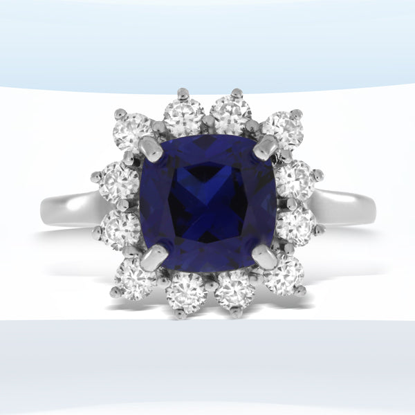 Bids.com Created Sapphire Moissanite Ring Sterling Silver Rings