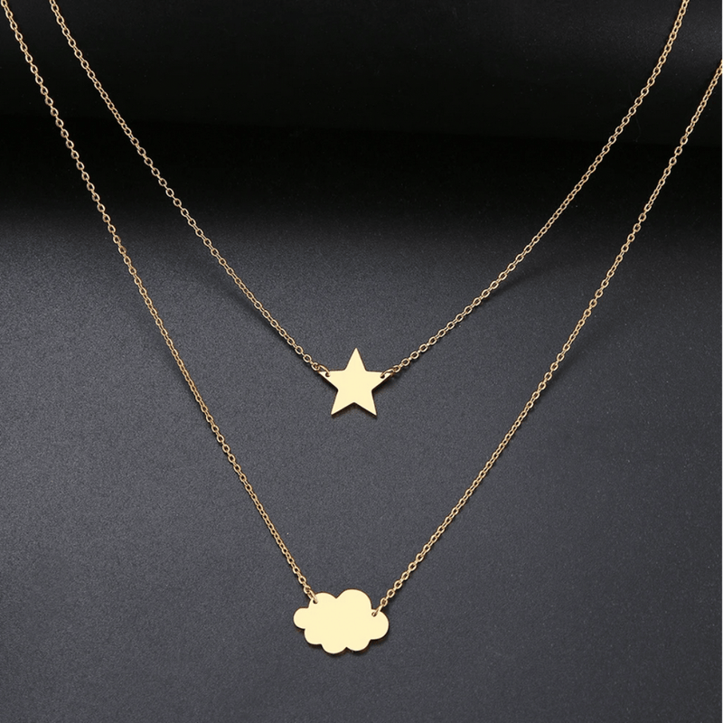 Medusa's Makeup Star, Cloud Necklace - Gold