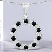Bids.com 1.30 Carat Genuine Blue Sapphire and White Topaz .925 Sterling Silver Pendant Pendants
