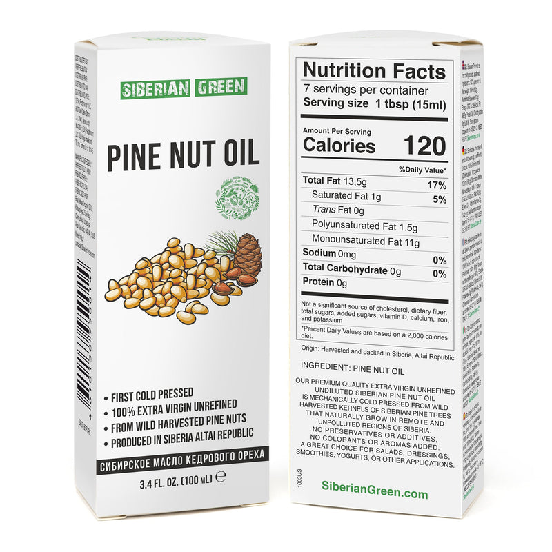 SiberianGreen.com Extra Virgin Siberian Pine Nut Oil – 100% Pure & Cold Pressed Cooking Oils