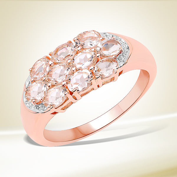 Bids.com 1.50 Carat Genuine Morganite .925 Sterling Silver Ring Rings