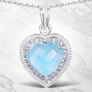 Bids.com 7.36 Carat Genuine Blue Topaz and Tanzanite .925 Sterling Silver Pendant Pendants
