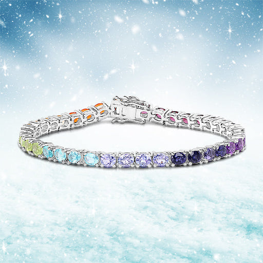 Bids.com 12.04 Carat Genuine Multi Stone .925 Sterling Silver Bracelet Bracelets
