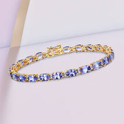 Bids.com 10.87 Carat Genuine Tanzanite and White Diamond 14K Yellow Gold Bracelet Bracelets