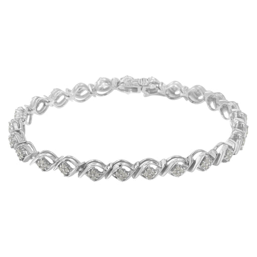 Bids.com Sterling Silver Diamond Cluster Link Bracelet (1 cttw, I-J Color, I2-I3 Clarity) Bracelets