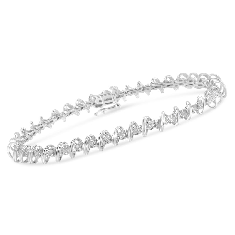 Bids.com .925 Sterling Silver 1/2 Cttw Diamond Miracle-Set 7" Tennis Bracelet (I-J Color, I3 Clarity) Bracelets