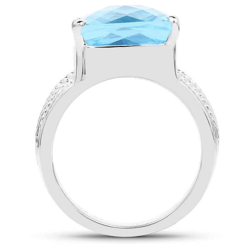 Bids.com 7.50 Carat Genuine Swiss Blue Topaz .925 Sterling Silver Ring Rings