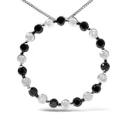 Bids.com .925 Sterling Silver 1 3/4 Cttw Alternating Black and White Diamond Open Circle Hoop Pendant Necklace (H-I Color, I2-I3 Clarity) - 18" Inches Necklaces