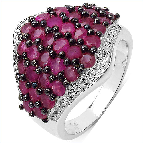 Bids.com 2.76 Carat Genuine Ruby & White Topaz .925 Sterling Silver Ring Rings