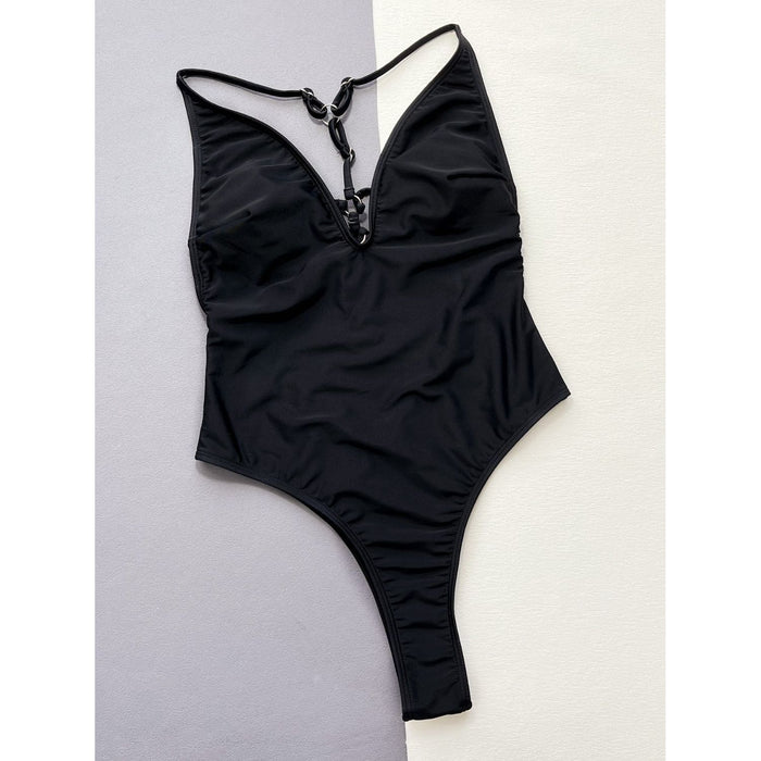 Cutout Plunge Spaghetti Strap One-Piece Swimwear