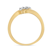 Bids.com 10K Yellow Gold over .925 Sterling Silver 1/10 Cttw Diamond Three-Stone Bypass Fashion Cocktail Ring ( I-J Color, I2-I3 Clarity) - Size 6 Rings