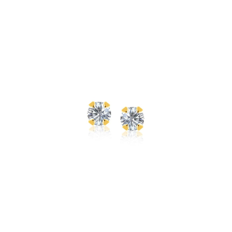 Bids.com 14k Yellow Gold Stud Earrings with Faceted White Cubic Zirconia Earrings