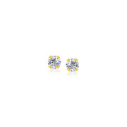 Bids.com 14k Yellow Gold Stud Earrings with Faceted White Cubic Zirconia Earrings