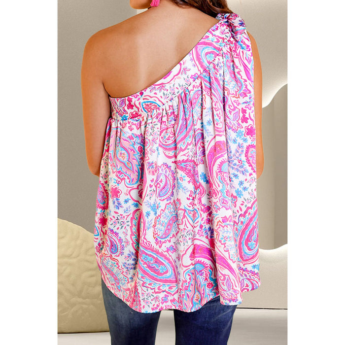 Printed Tied One Shoulder Tank