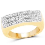 Bids.com 14K Yellow Gold Plated 0.25 Carat Genuine White Diamond .925 Sterling Silver Ring Rings