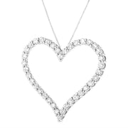 Bids.com .925 Sterling Silver 3.0 cttw Round-Cut Diamond Open Heart Pendant Necklace (I-J Color, I2-I3 Clarity) - 18" Necklaces