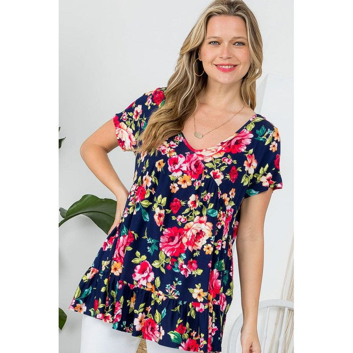 ALLOVER FLORAL PRINT BABYDOLL TOP