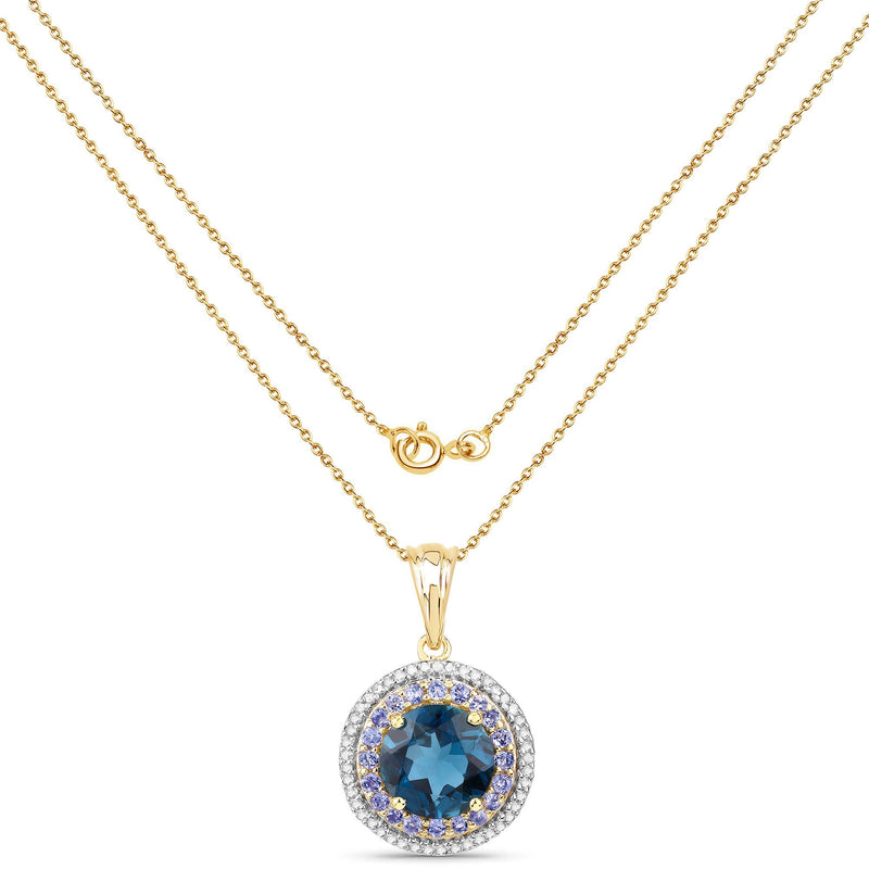 Bids.com "5.10 Carat Genuine London Blue Topaz, Tanzanite and White Topaz .925 Sterling Silver Pendant Pendants