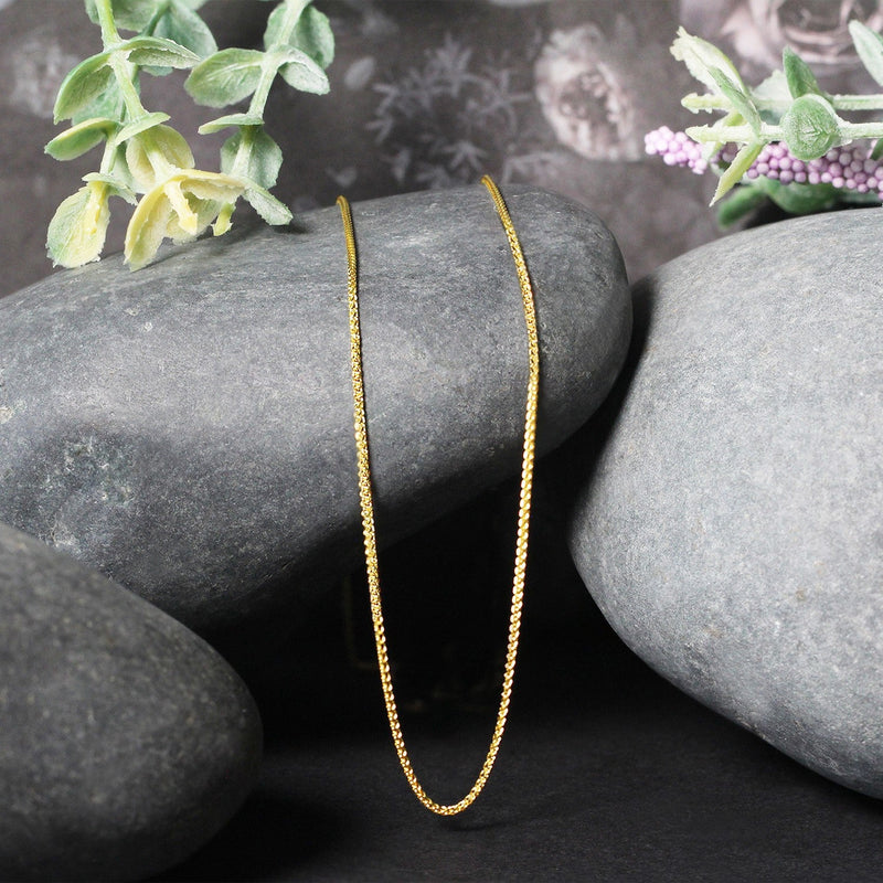 Bids.com 14k Yellow Gold Diamond Cut Round Wheat Chain 1.0mm Necklaces