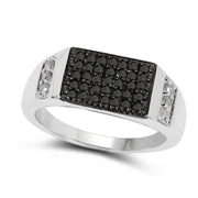 Bids.com 0.55 Carat Genuine Black Diamond and White Diamond .925 Sterling Silver Ring Rings